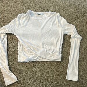 White Long Sleeve Ribbed Top